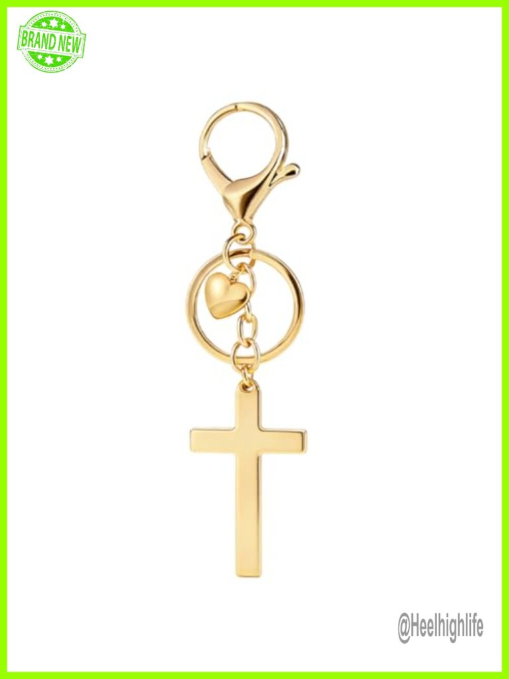Cross Keychain Bag Charm Christian Religious Gift Easter Stainless Steel